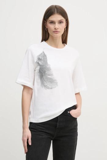 Bavlnené tričko Sisley dámske, béžová farba, 3I1XL106R