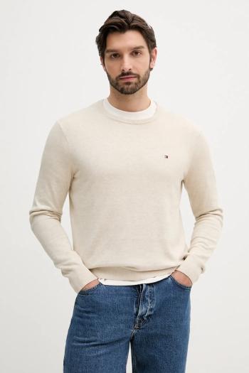 Bavlnený sveter Tommy Hilfiger béžová farba, ľahký, MW0MW39999