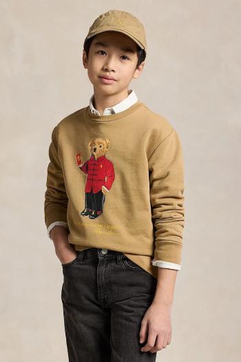 Detská bavlnená mikina Polo Ralph Lauren zelená farba, s potlačou, 323961412002