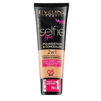 Eveline Selfie Time 2in1 Foundation & Concealer dlhotrvajúci make-up 2v1 05 Beige 30 ml