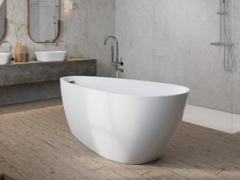 BESCO Volně stojící vana GOYA A-LINE bílá Barva Bílá, Barva sifonu Grafitová, Rozměr vany 160 x 73  VANGOYAA160G