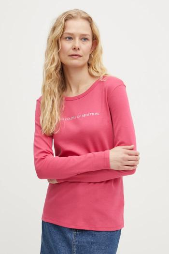 Bavlnené tričko s dlhým rukávom United Colors of Benetton fialová farba, 3GA2E16G0