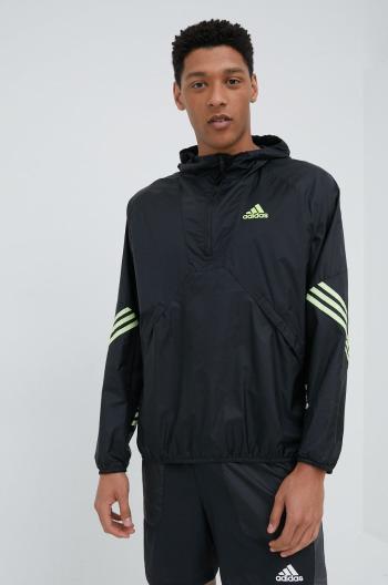 Vetrovka adidas Performance čierna farba, prechodná, oversize