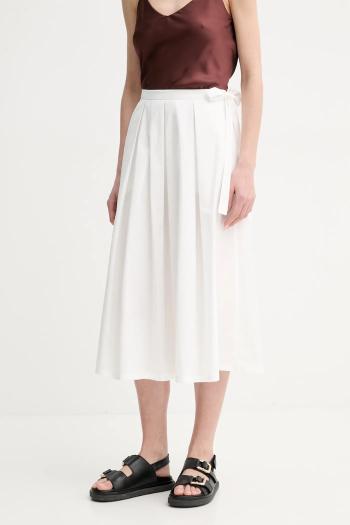 Bavlnená sukňa Weekend Max Mara biela farba, midi, áčkový strih, 2515101032600