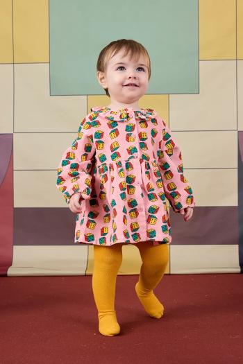 Detské bavlnené šaty Bobo Choses Dices ružová farba, mini, áčkový strih, 225AB088