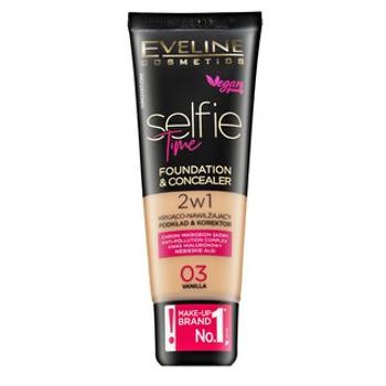 Eveline Selfie Time 2in1 Foundation & Concealer dlhotrvajúci make-up 2v1 03 Vanilla 30 ml