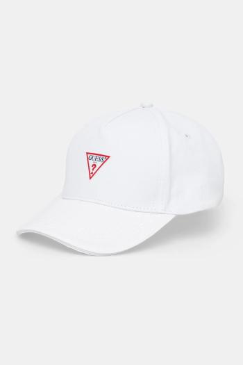 Bavlnená šiltovka Guess biela farba, s nášivkou