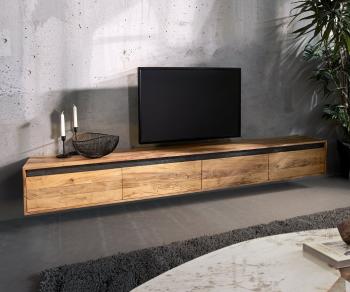TV stolík Stonegrace 240 cm prírodná akáciová bridlica 4 dvierka
