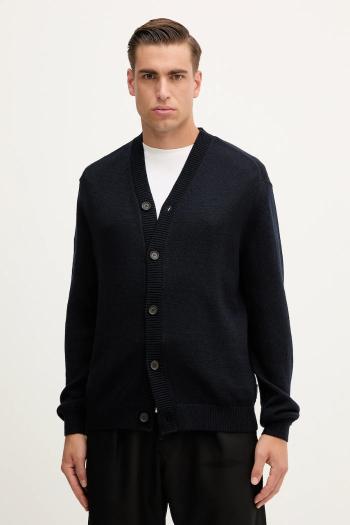 Kardigán s prímesou vlny Armani Exchange tmavomodrá farba, XM001914 AF14008