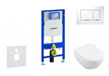GEBERIT - Duofix Modul na závesné WC s tlačidlom Sigma30, biela/lesklý chróm + Villeroy Boch - WC a doska, DirectFlush, SoftClose, CeramicPlus 111.300.00.5 NI5