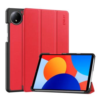 ENKAY LEATHER Zaklápací obal pre Xiaomi Redmi Pad SE 8.7 červený