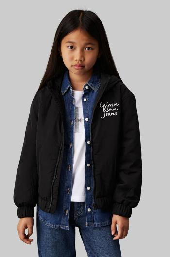 Detská bunda bomber Calvin Klein Jeans čierna farba, IG0IG02796
