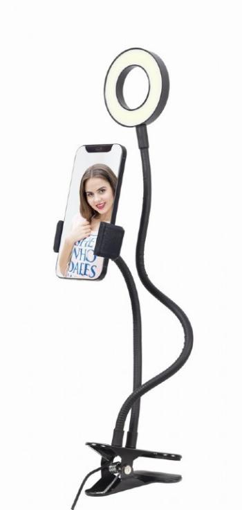 GEMBIRD selfie kampička LED krúžok s držiakom telefónu, USB