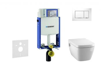 GEBERIT - Kombifix Modul na závesné WC s tlačidlom Sigma30, biela/lesklý chróm + Tece One - sprchovacia toaleta a doska, Rimless, SoftClose 110.302.00.5 NT5