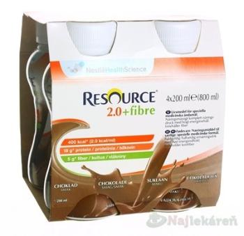 RESOURCE 2,0+ Fibre Čokoládová príchuť 4x200 ml