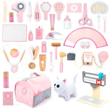 UMU Toys Veterinary set aktivity hračka z dreva Pink 3y+