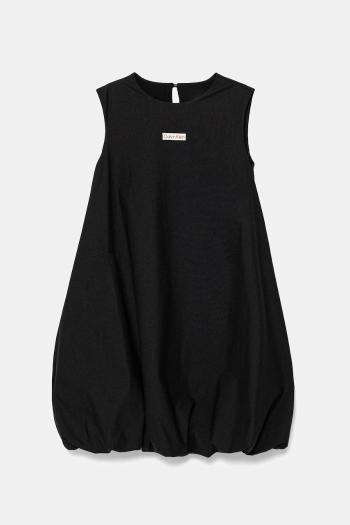 Dievčenské šaty Calvin Klein Jeans čierna farba, mini, áčkový strih, IG0IG02980