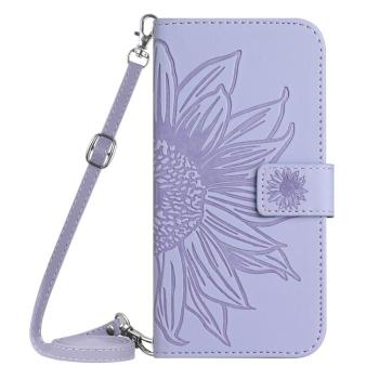 ART SUNFLOWER Peňaženkový obal so šnúrkou pre Xiaomi Redmi Note 14 fialový
