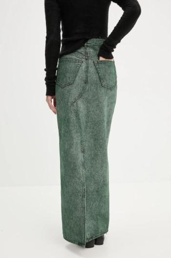 Rifľová sukňa MM6 Maison Margiela zelená farba, maxi, rovný strih, S62MI0021.S30652