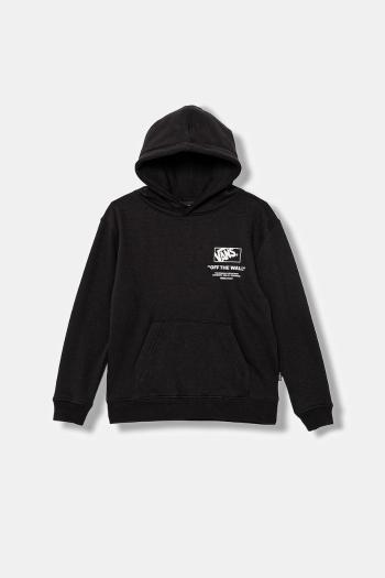 Detská mikina Vans Stockpile Pullover čierna farba, s kapucňou, s potlačou, VN000PWXBLK1