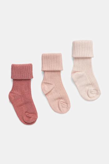 Ponožky pre bábätká United Colors of Benetton 3-pak ružová farba, 6ORAA7006