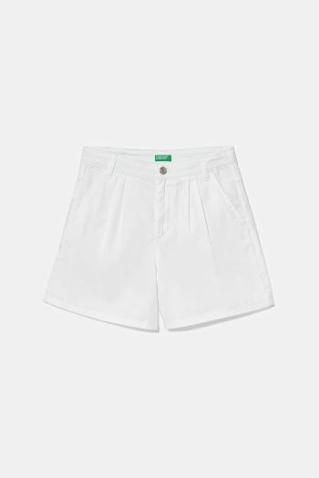 Detské bavlnené šortky United Colors of Benetton biela farba, jednofarebné, nastaviteľný pás 47RGC903Y