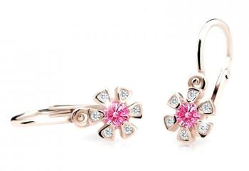 Cutie Jewellery Detské náušnice z ružového zlata C2156-10-X-4 fuchsiová