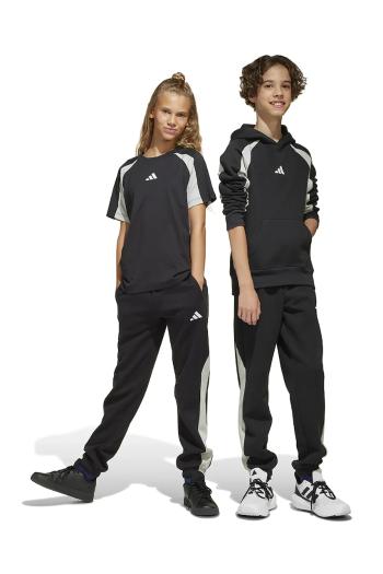 Detské tepláky adidas čierna farba, s nášivkou, JC7531