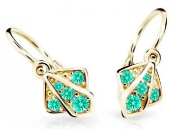 Cutie Jewellery Detské náušnice zo žltého zlata C2241-10-X-1 svetlo zelená