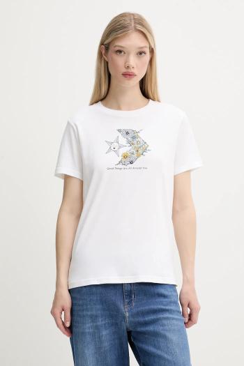 Bavlnené tričko Converse dámske, biela farba, 10027752-A02
