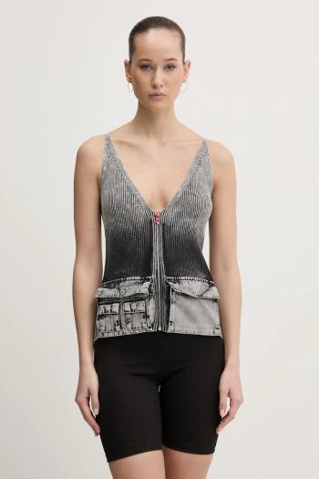 Bavlnená blúzka Diesel M-MELLY KNITWEAR dámska, šedá farba, jednofarebná, A16896.0QMAN
