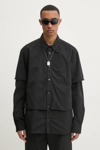 Košeľa Diesel S-GASTON-O SHIRT pánska, čierna farba, voľný strih, s klasickým golierom, A16199.0KNAI