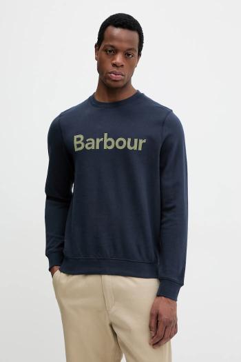 Bavlnená mikina Barbour Pique Applique Crew Sweatshirt pánska, tmavomodrá farba, melanžová, MOL0670