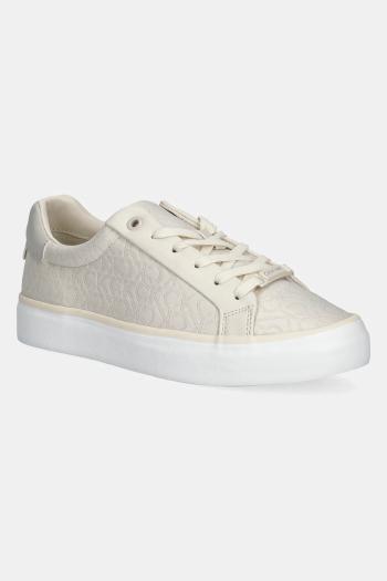 Tenisky Calvin Klein VULC LACE UP - JACQ dámske, béžová farba, HW0HW02412