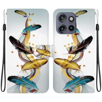 ART Peňaženkový kryt pre Motorola Edge 50 Neo / ThinkPhone 25 GOLD FEATHERS