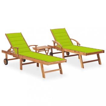 Záhradné lehátko 2ks so stolíkom teak / látka Dekorhome