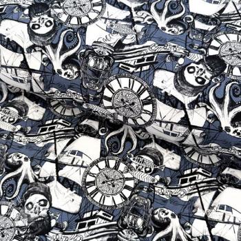 Jersey Pirate skulls blue digital print