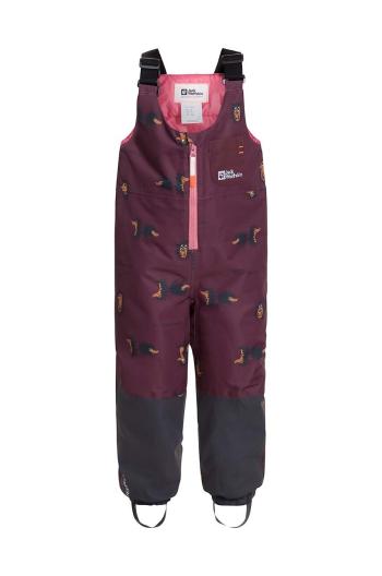 Detské zimné nohavice Jack Wolfskin GLEEL 2L INS PRINT BIB bordová farba