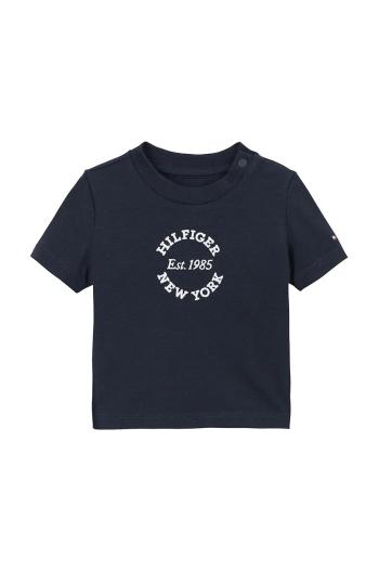 Tričko pre bábätko Tommy Hilfiger tmavomodrá farba, s potlačou, KN0KN01964