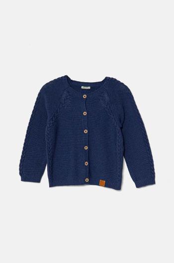 Detský kardigan s prímesou vlny United Colors of Benetton tmavomodrá farba, tenký, 1032A500T
