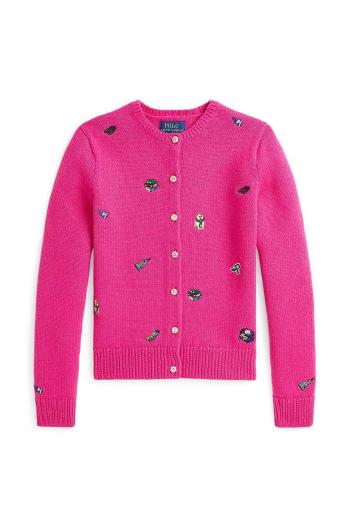 Detský vlnený kardigan Polo Ralph Lauren ružová farba, 313950809001