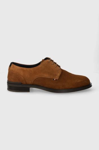 Semišové poltopánky Tommy Hilfiger CORE TEXTURED SDE SHOE pánske, hnedá farba, FM0FM04991