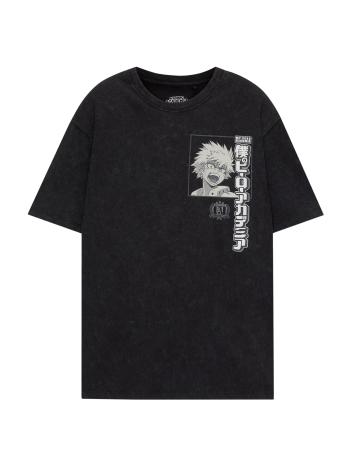 Pull&Bear Póló 'MY HERO'  antracit / világosszürke