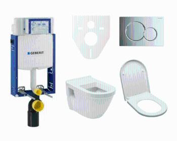 Cenovo zvýhodnený závesný WC set Geberit na zamurovanie + WC VitrA S50 SIKOGE2V2