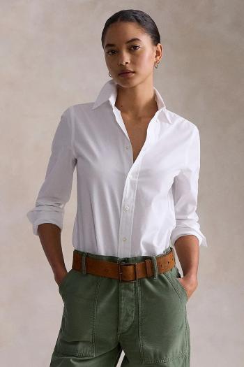 Košeľa Polo Ralph Lauren dámska, biela farba, regular, s klasickým golierom, 211941509