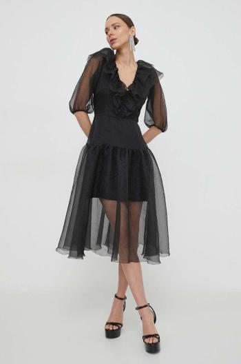 Šaty Custommade Jaquelina čierna farba, midi, áčkový strih, 999344483
