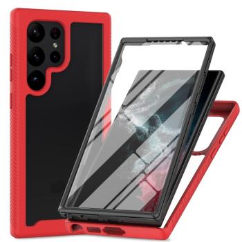 DUAL Obojstranný kryt s fóliou Samsung Galaxy S24 Ultra 5G červený