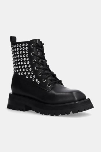 Členkové topánky Dkny Farren Studs dámske, čierna farba, na plochom podpätku, K3499731