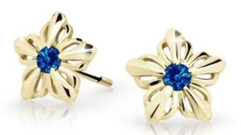 Cutie Jewellery Detské kvietkové náušnice zo žltého zlata C2238-30-X-1 modrá