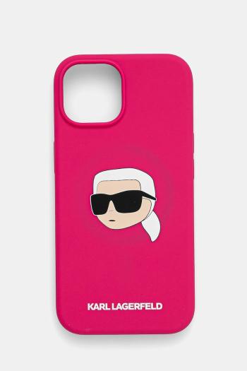 Puzdro na mobil Karl Lagerfeld iPhone 15 6.1 ružová farba, KLHMP15SSKHPPLF